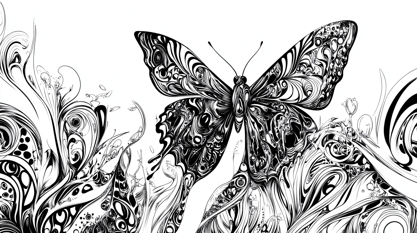 蝴蝶与花纹装饰艺术图案