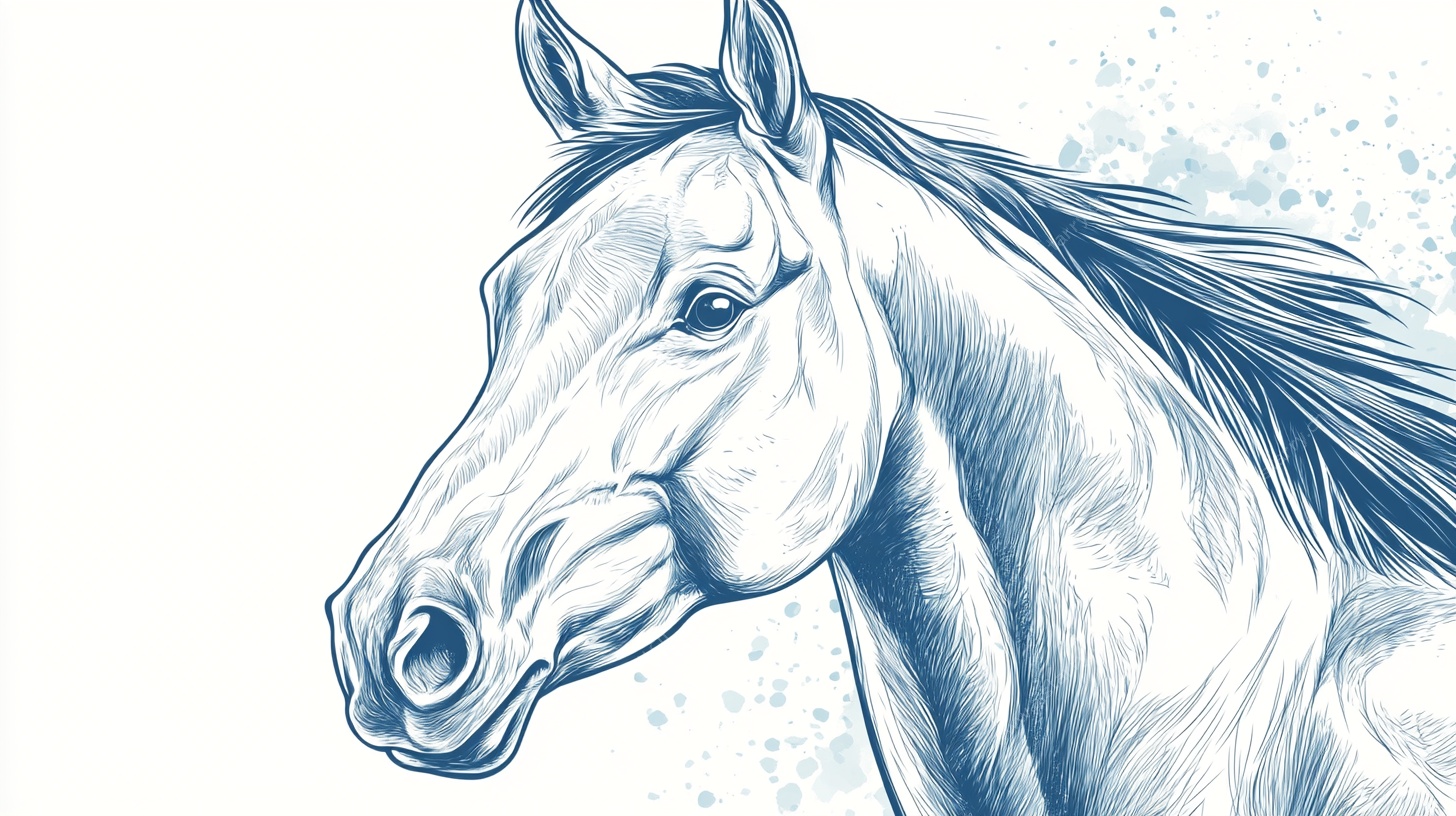 蓝调骏马素描图