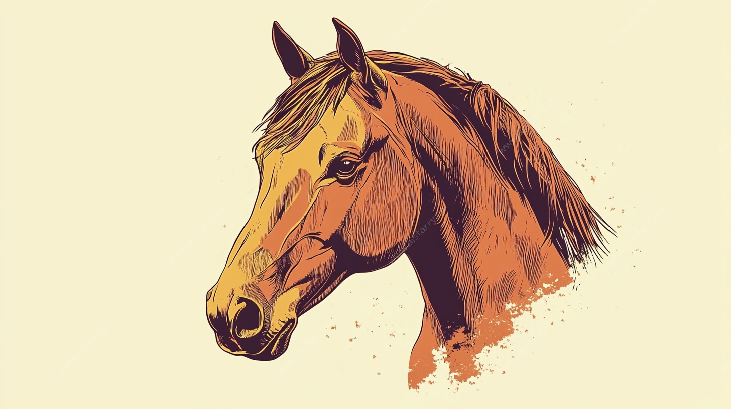 马头插画 艺术笔触下的骏马