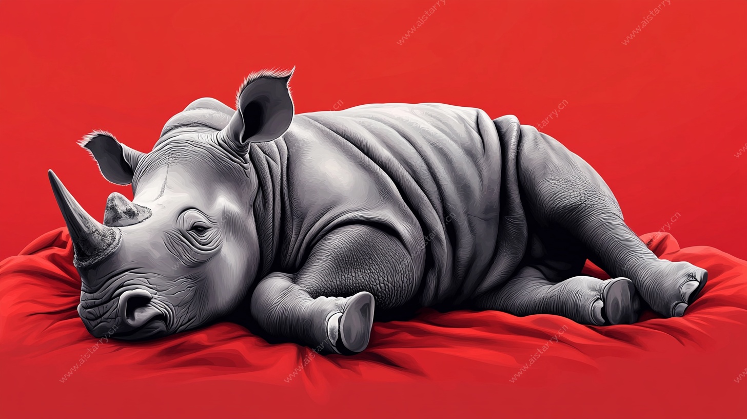 趴卧的犀牛艺术形象