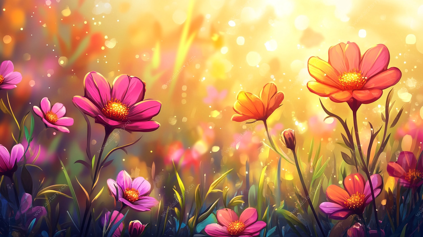 梦幻花卉绽放绚丽春光