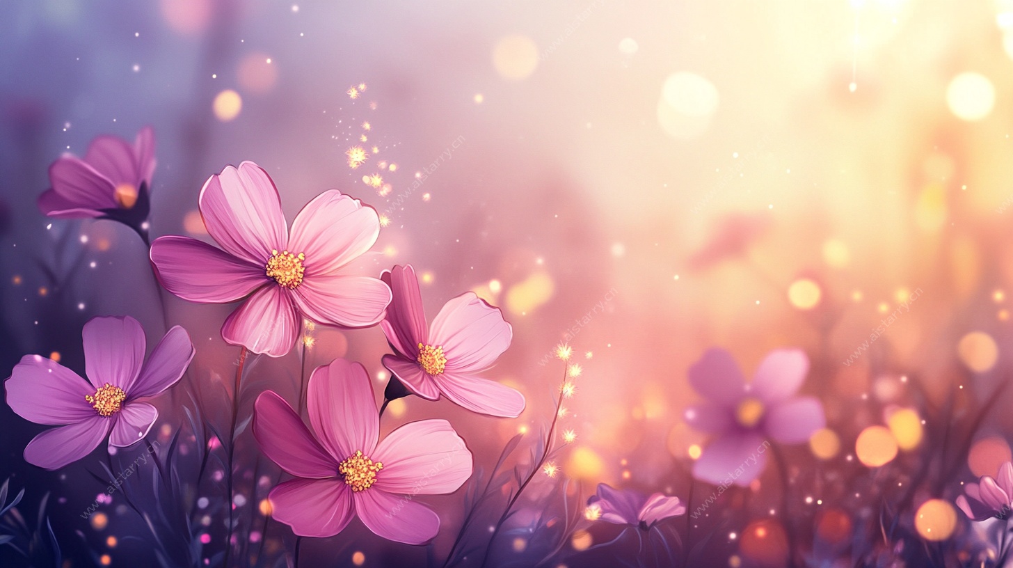 梦幻粉花绽放温馨光影