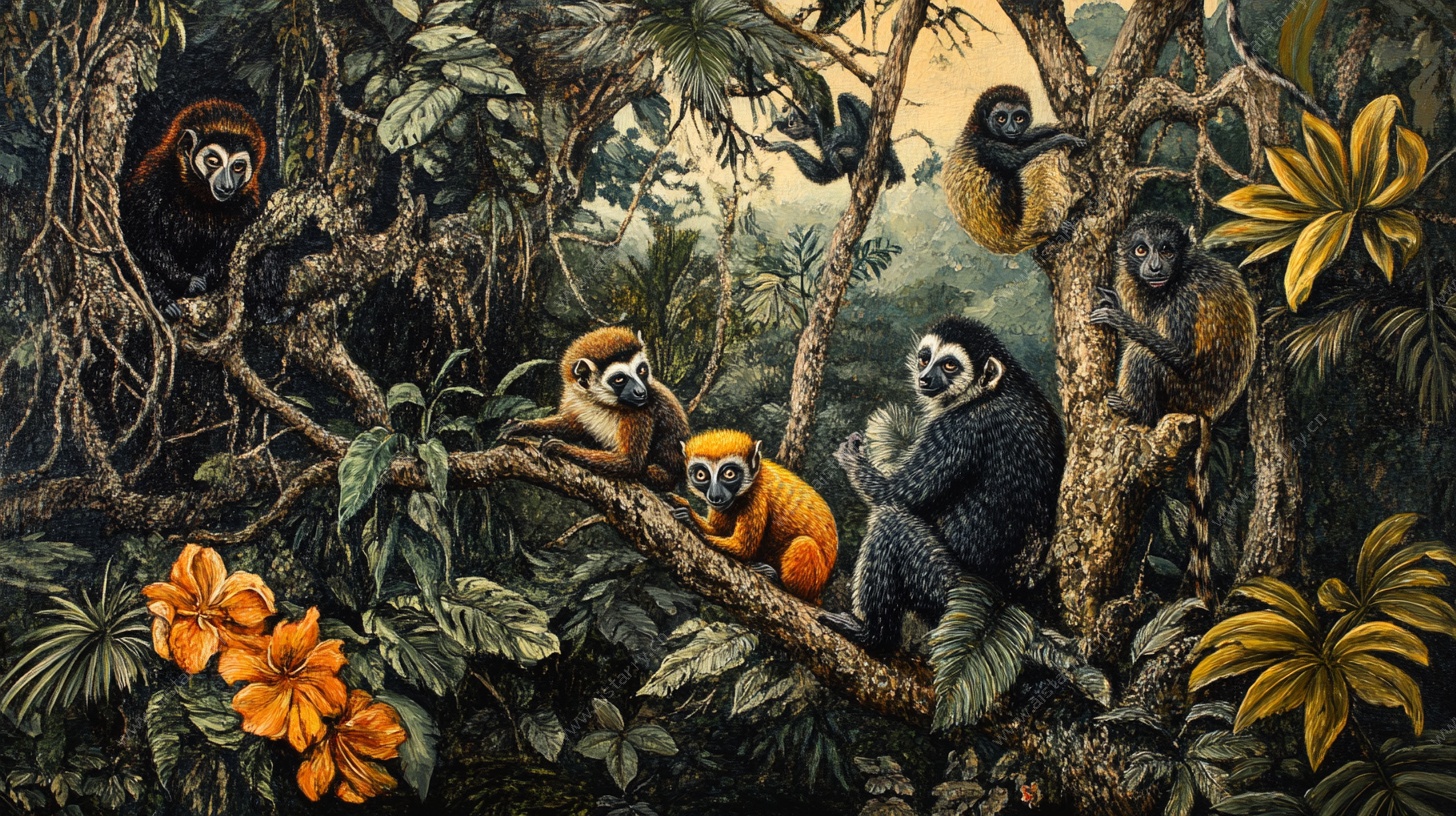 丛林中的多彩灵长类聚会