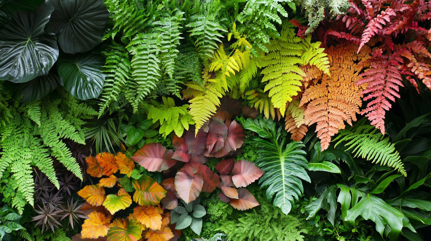 多彩蕨类植物墙景观
