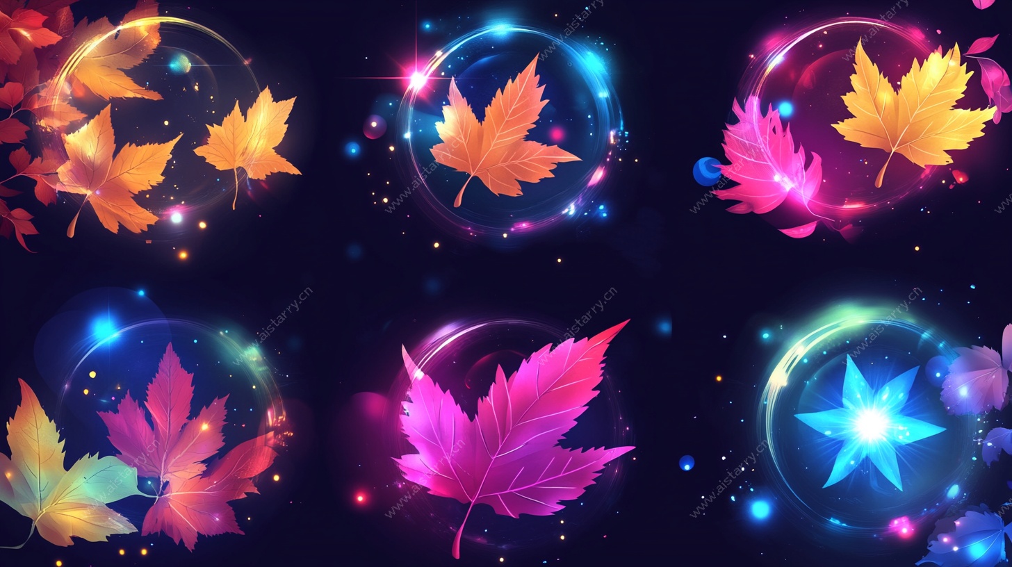 梦幻炫彩秋叶光影图