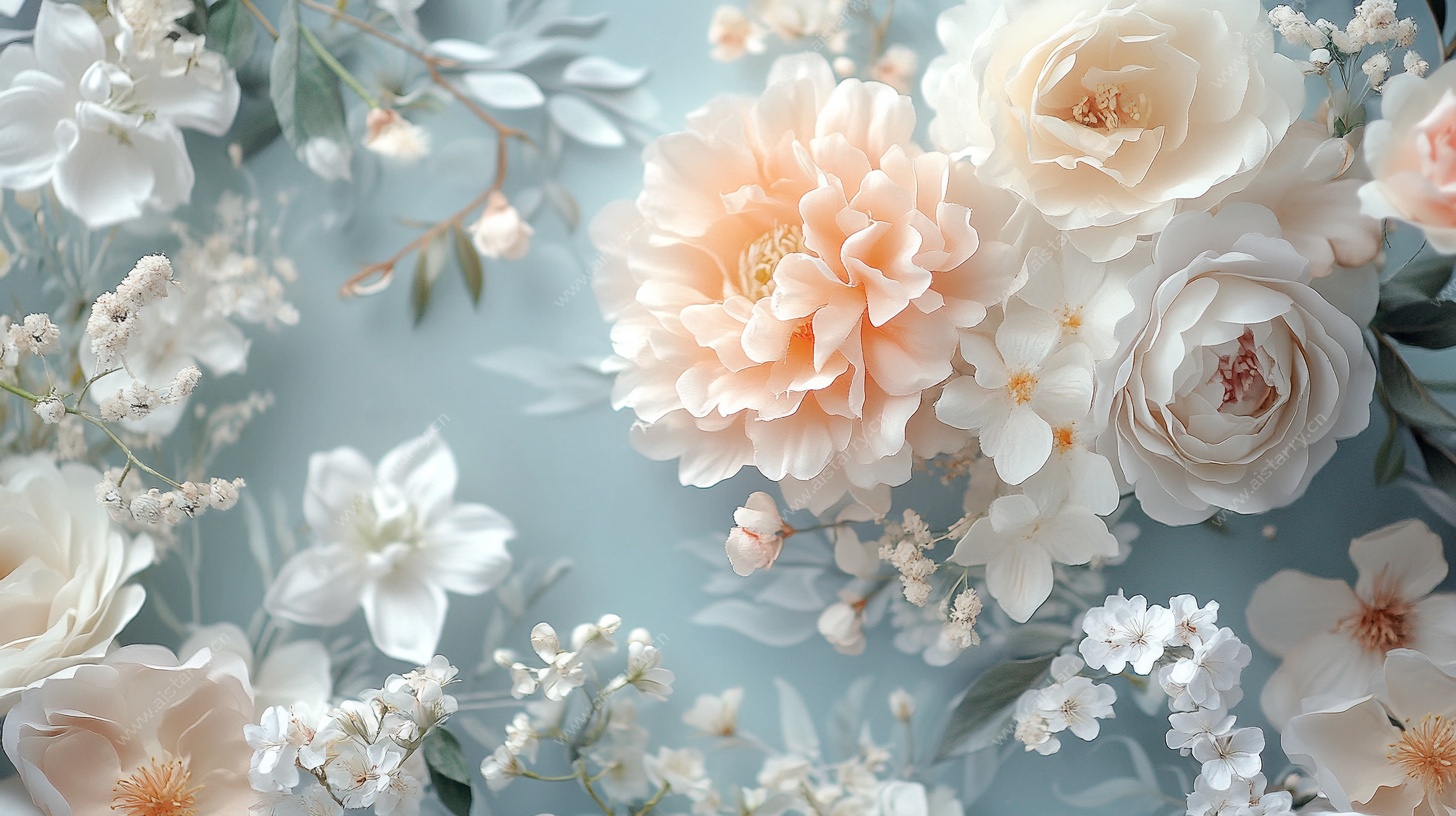 梦幻柔美花卉组合图