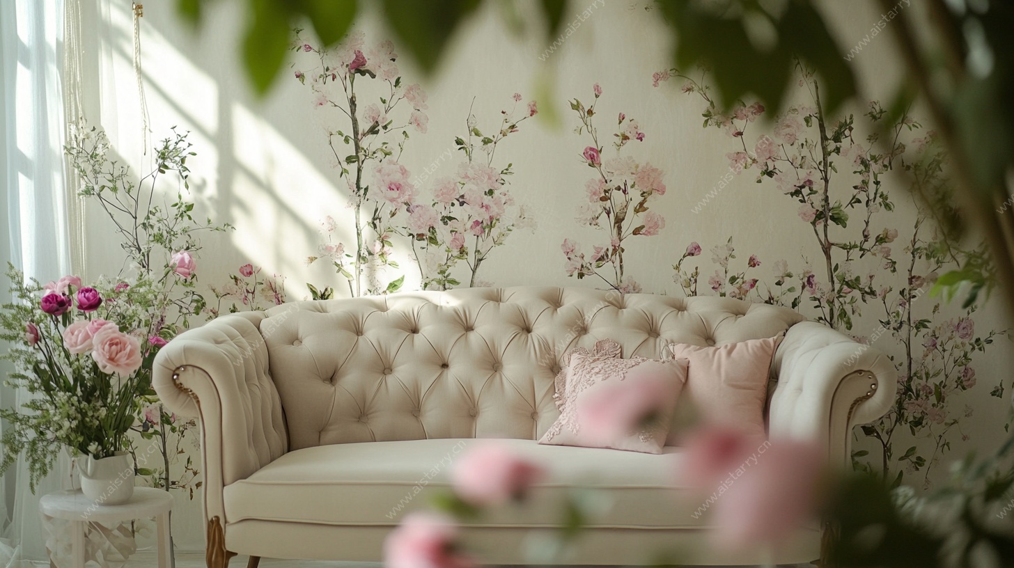 浪漫花卉风温馨沙发角落