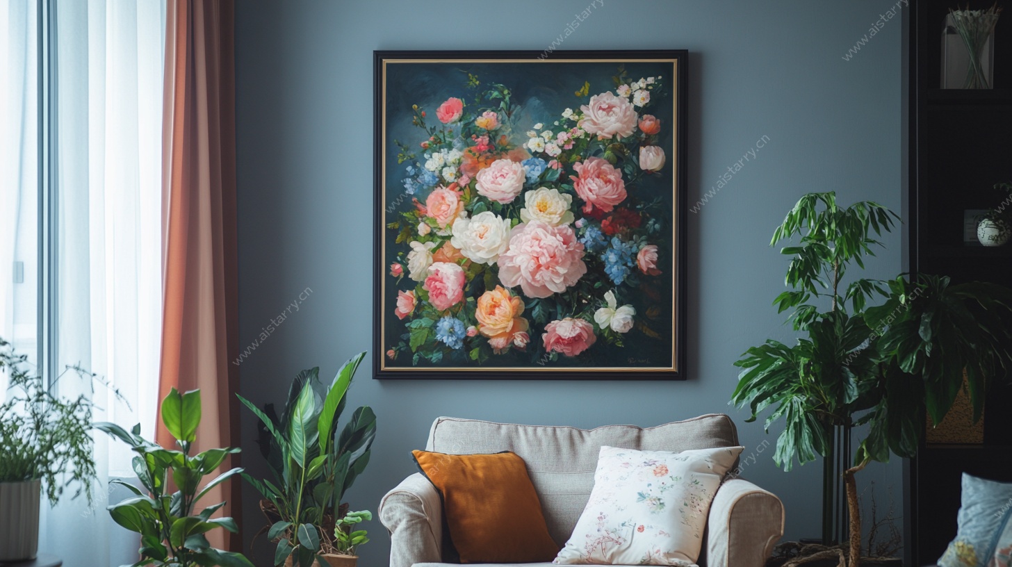 室内花卉挂画装饰场景