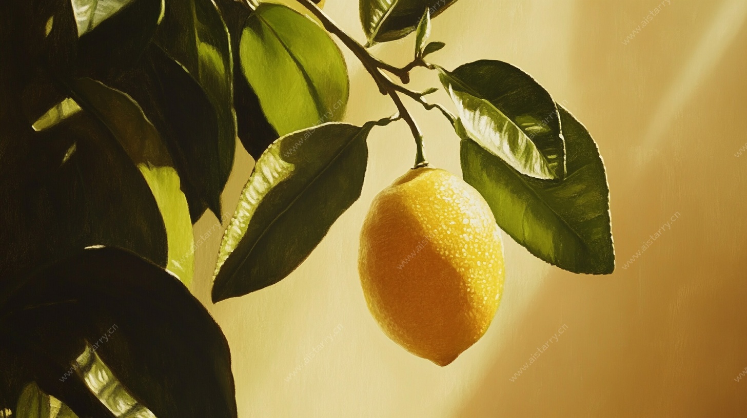 阳光下的金黄柠檬
