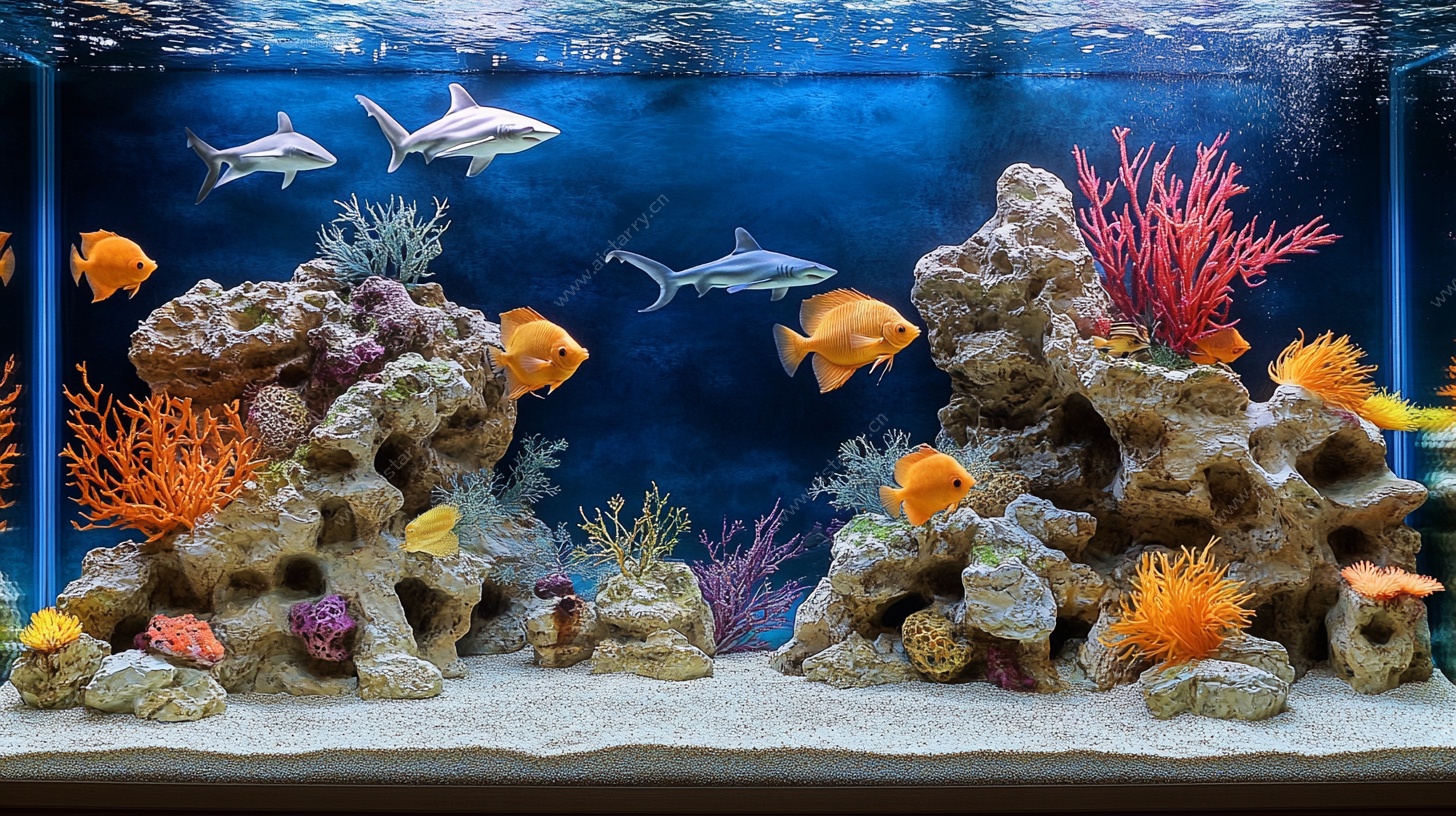 海底梦幻珊瑚礁鱼群景观