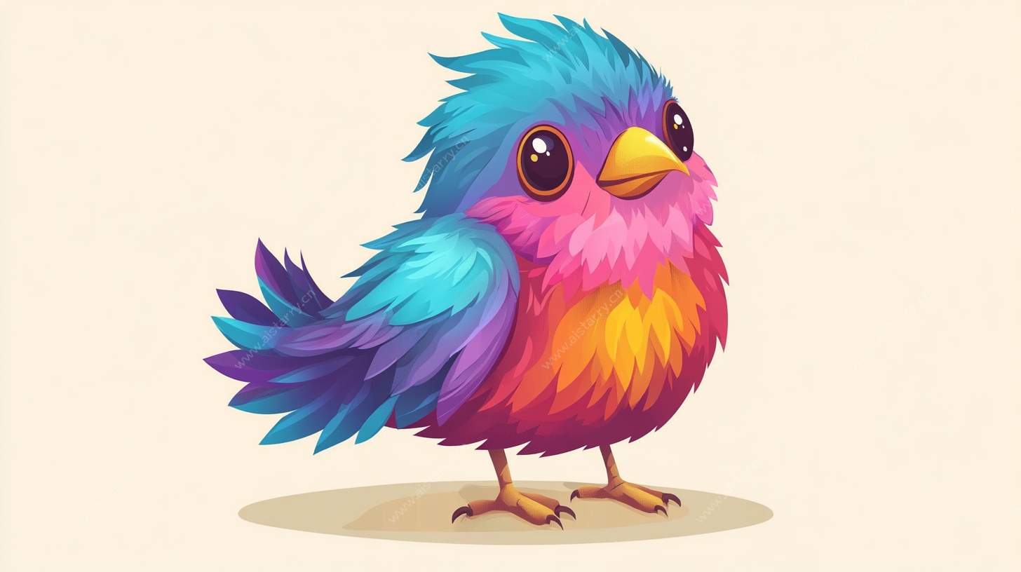彩色萌鸟插画