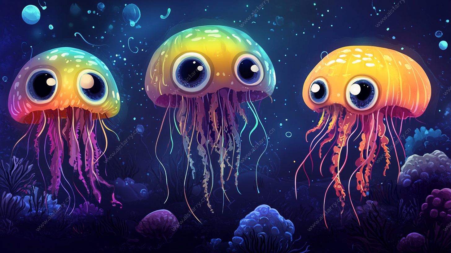 可爱水母的梦幻海底世界