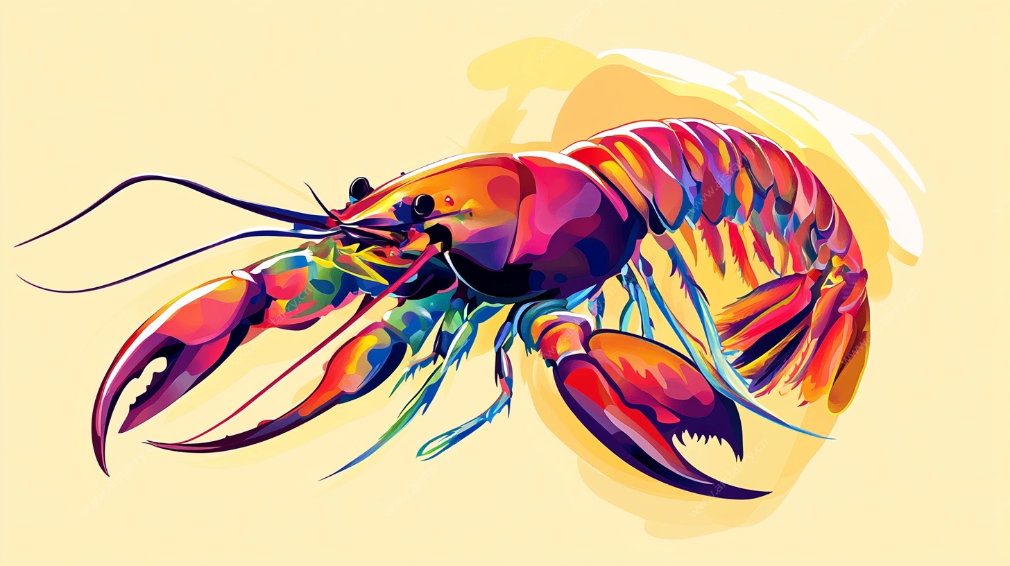多彩龙虾插画