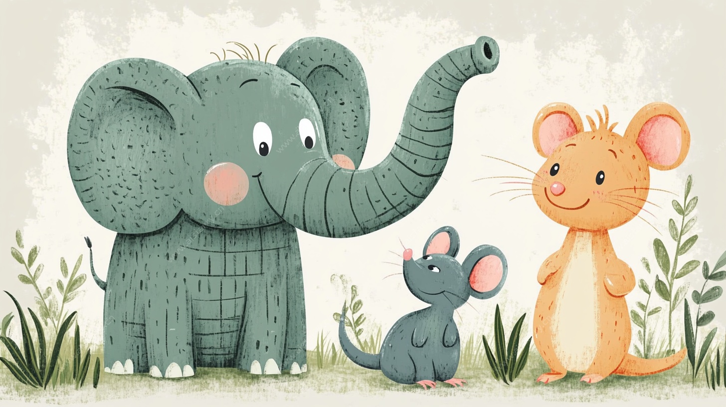 大象与老鼠的友好画面