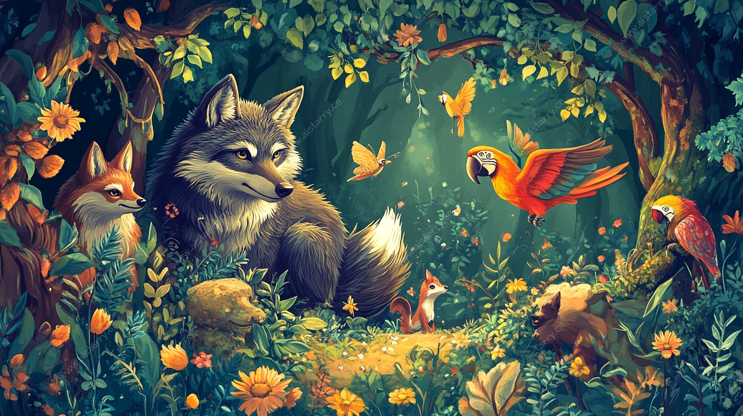 森林中的动物聚会