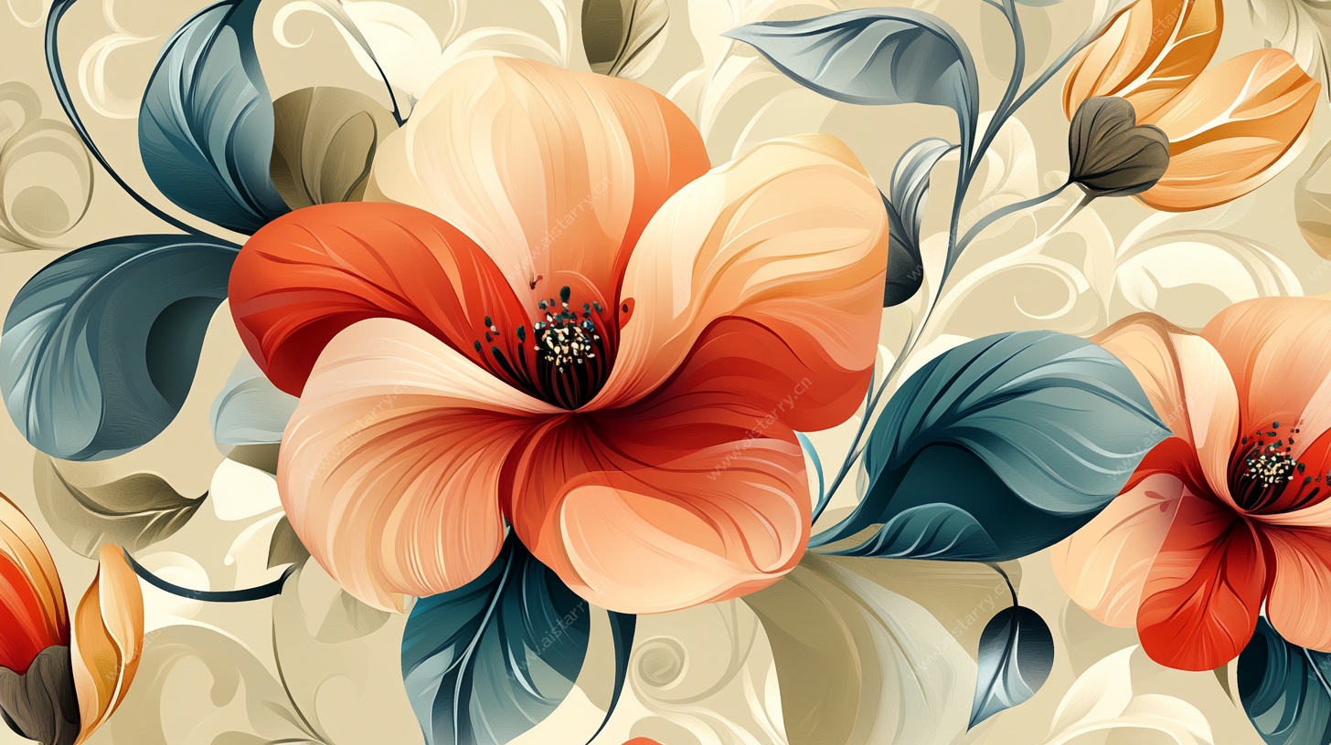 复古花卉图案背景图