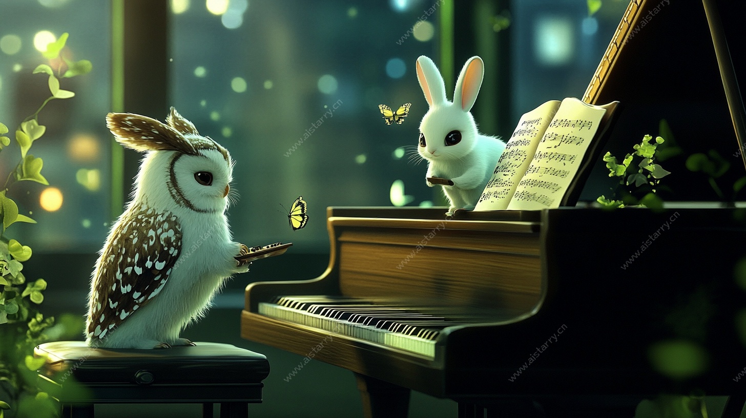 猫头鹰与兔子的音乐时刻