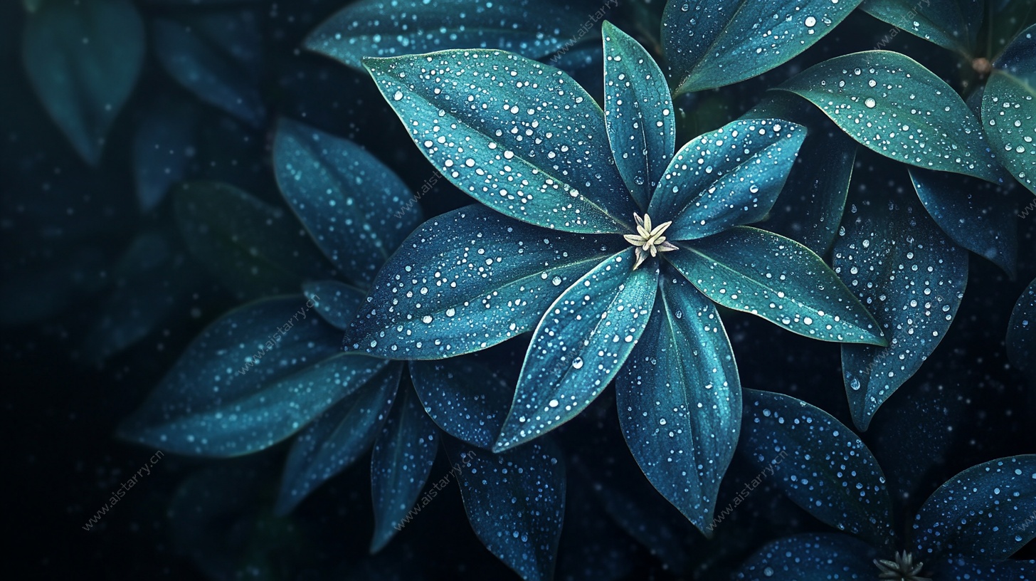 蓝叶星花 露珠点缀的静谧之美
