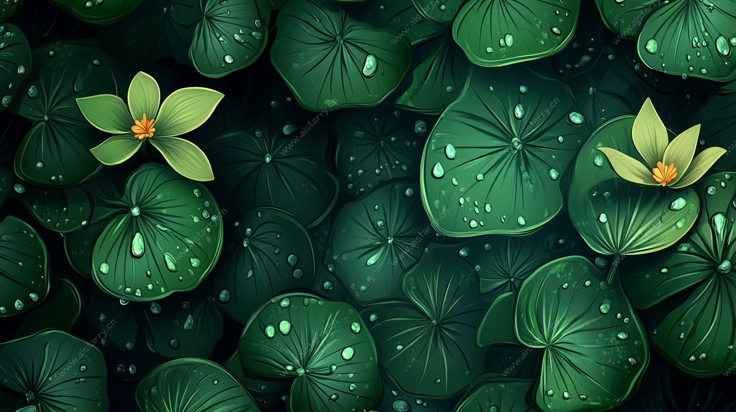 荷叶荷花的清新插画