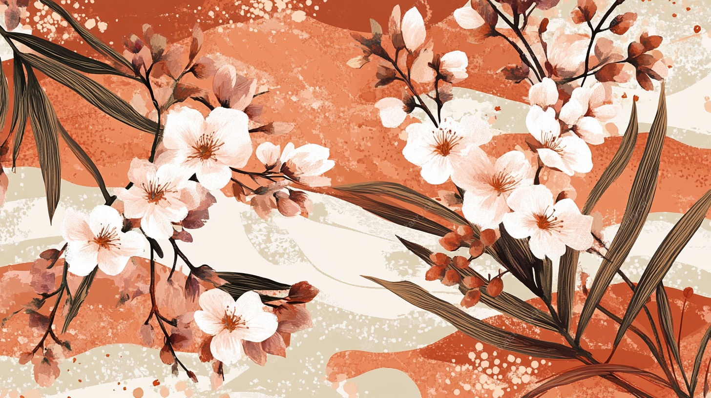 春日繁花图案背景图