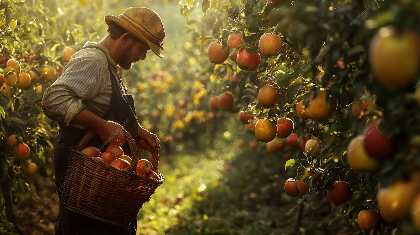 果园丰收的农夫