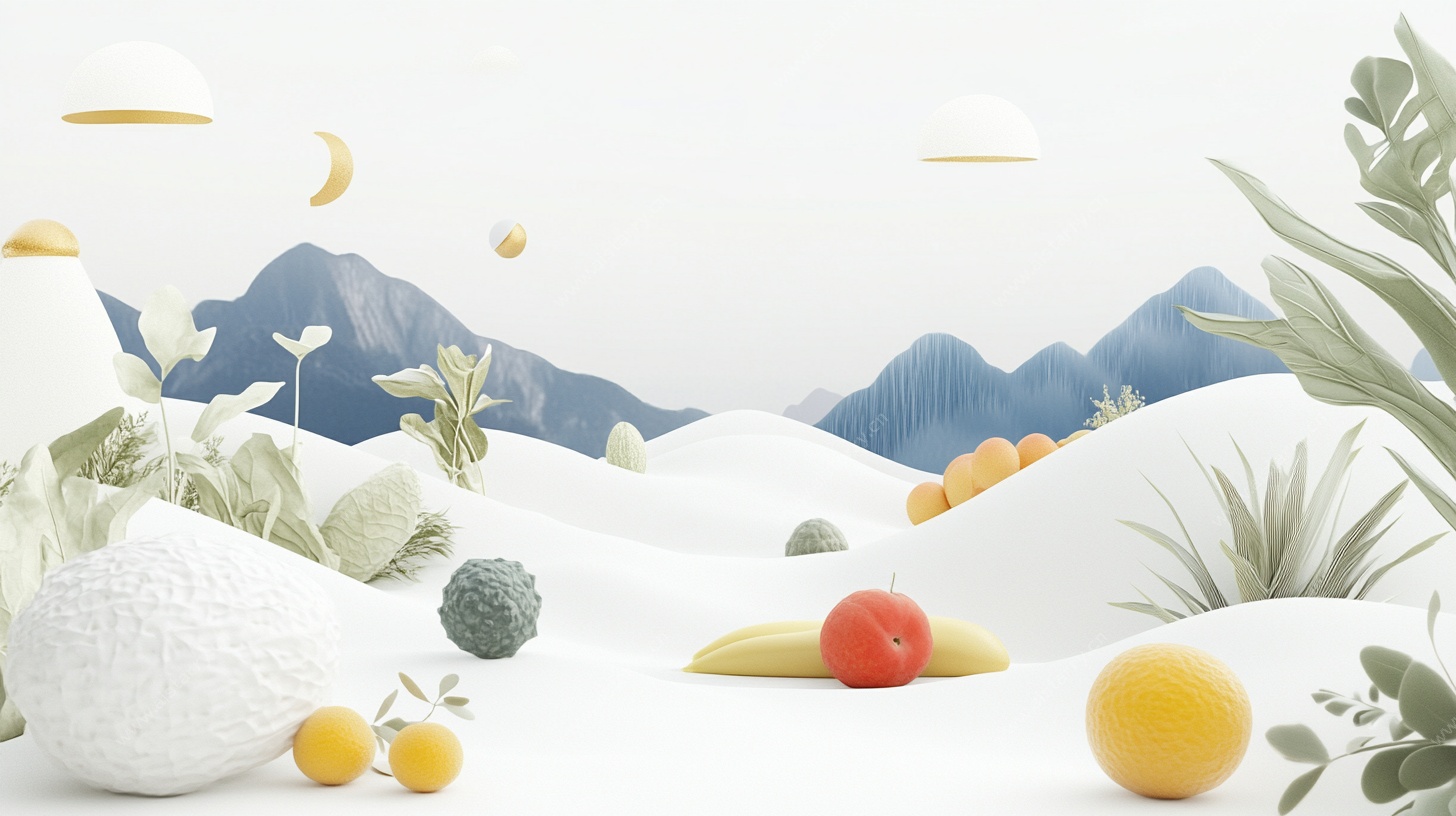 清新蔬果山水3D场景图