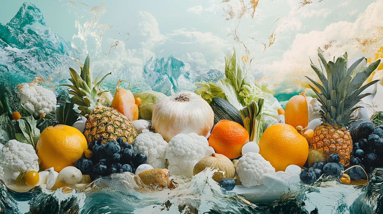 梦幻蔬果海洋风静物图