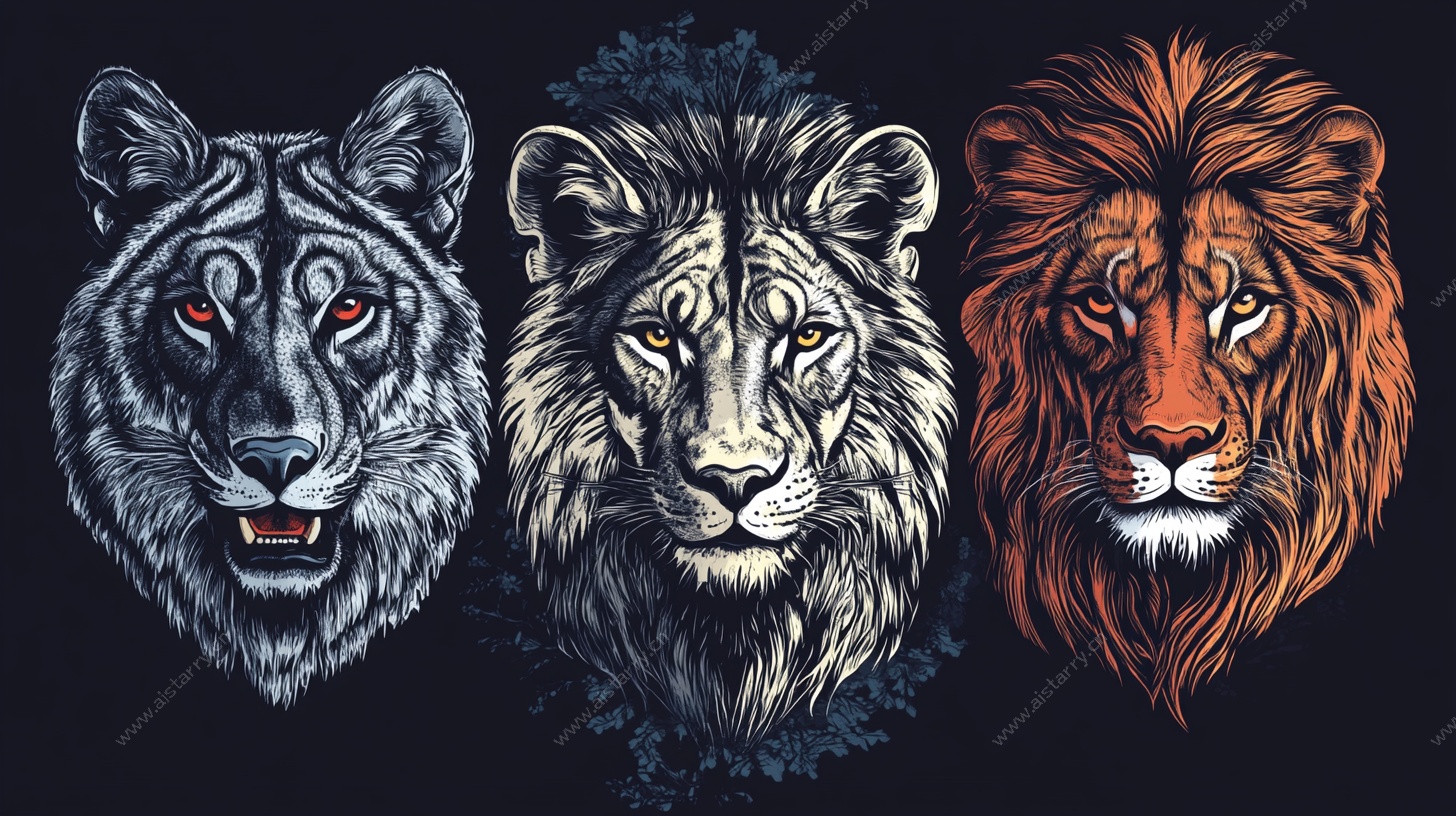 三兽头像 狼狮霸气组合