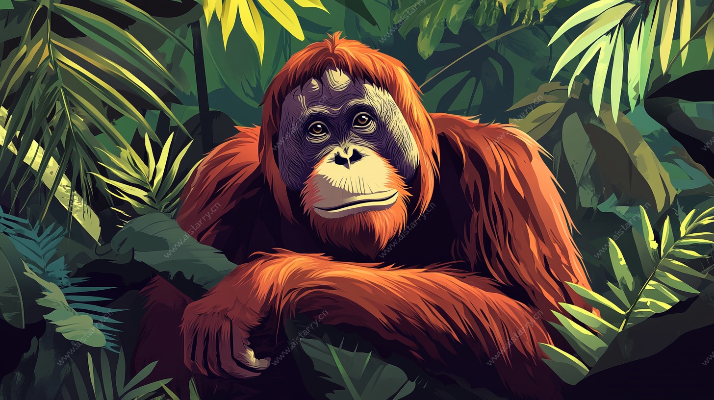 丛林中的红毛猩猩