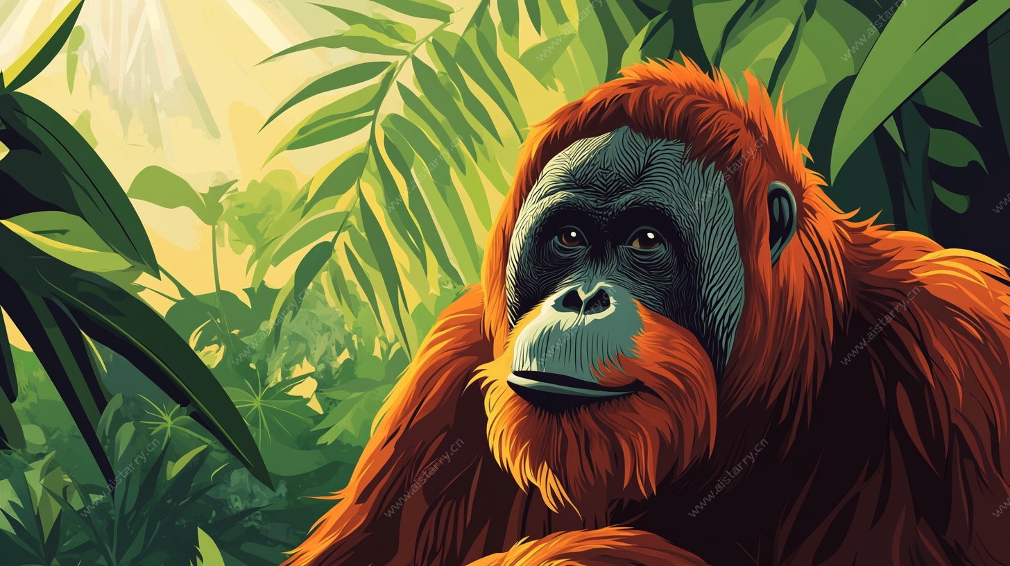 丛林中的红毛猩猩