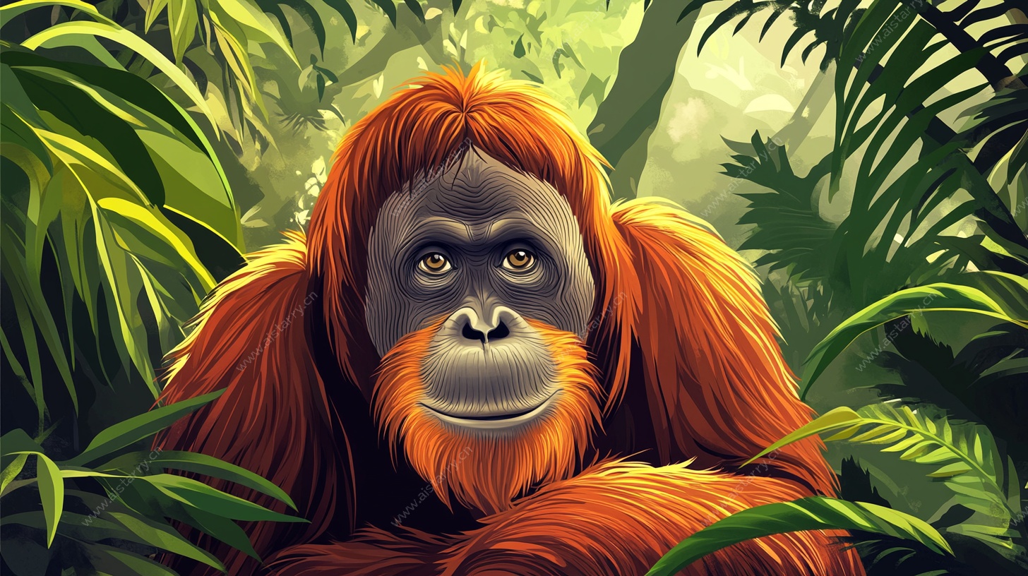 丛林中的红毛猩猩