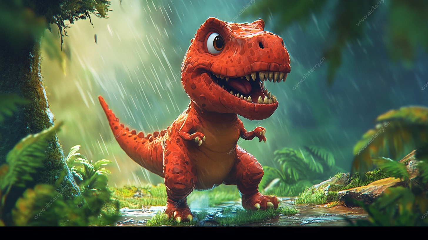 雨中萌态霸王龙
