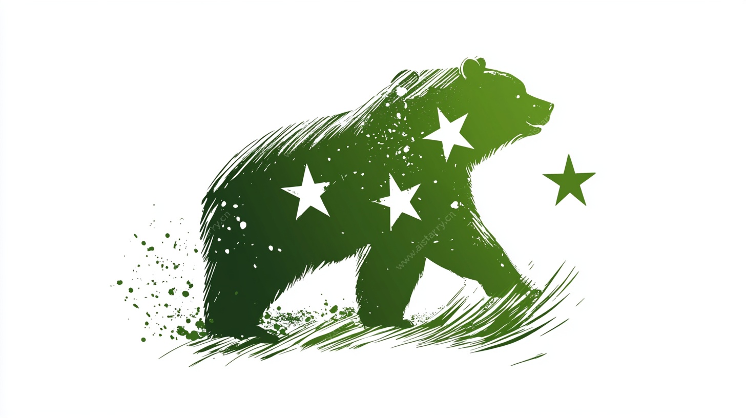 绿色星纹熊剪影插画