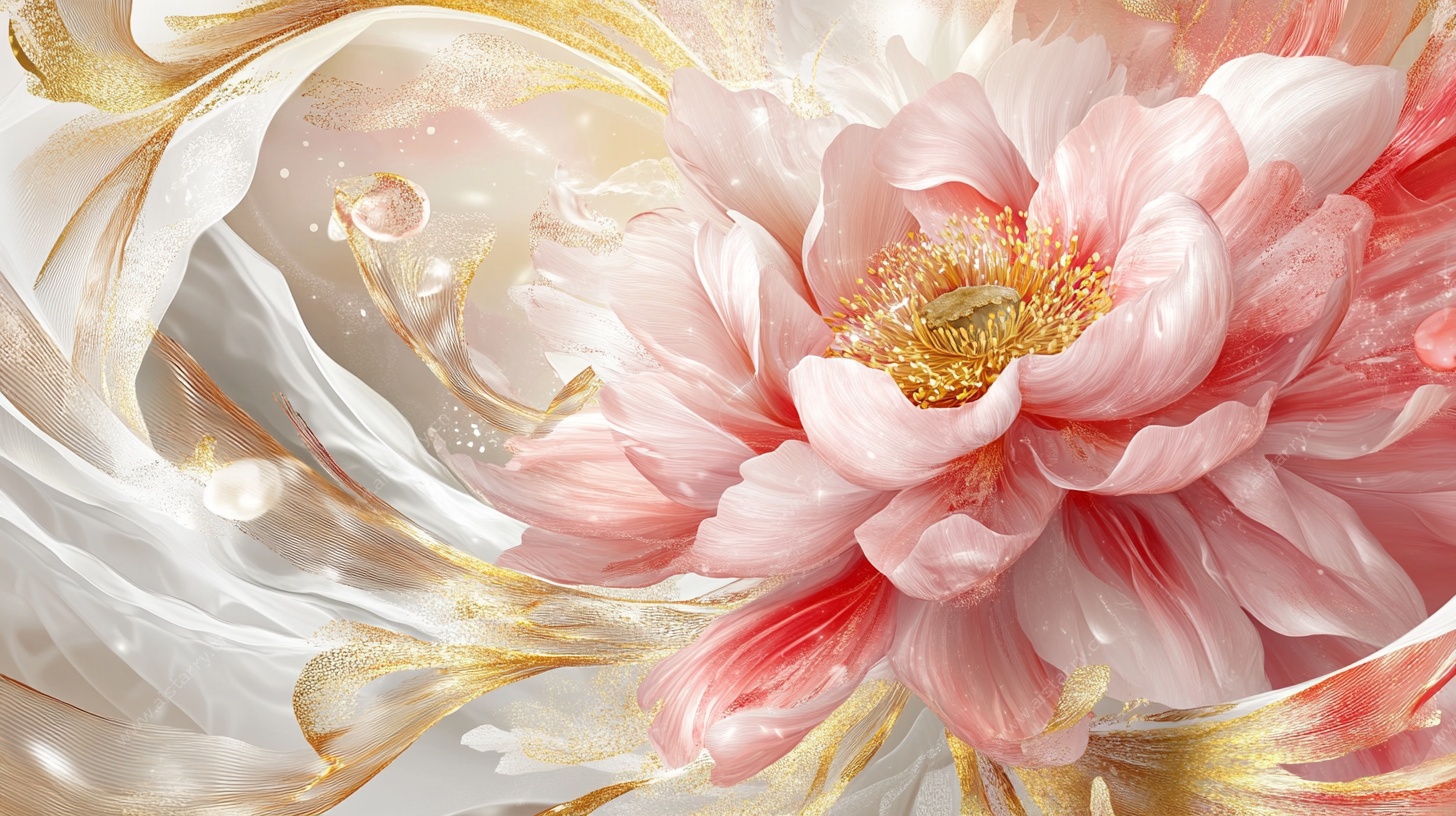 梦幻粉牡丹与流光溢彩