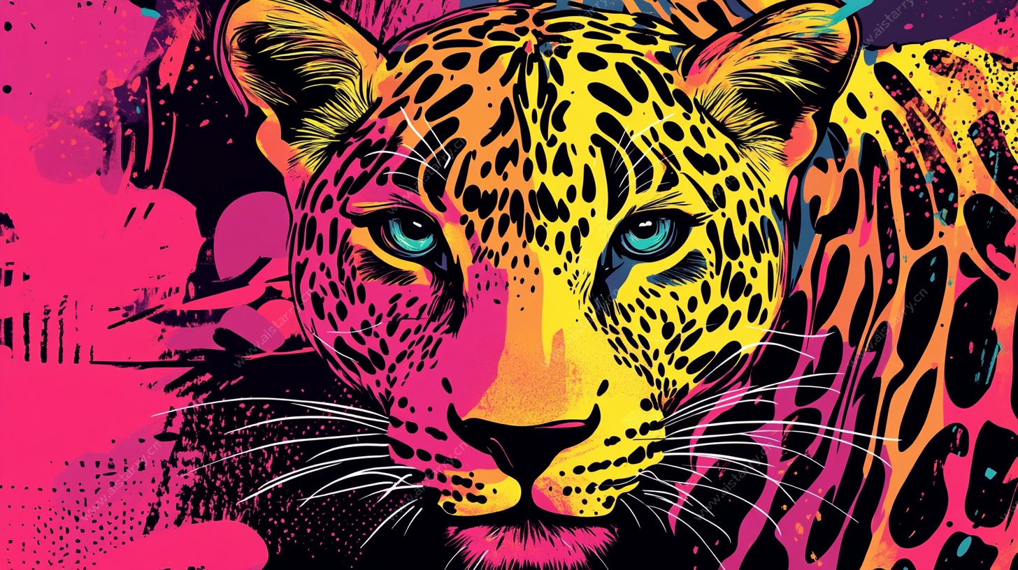 霓虹豹影 炫彩艺术肖像