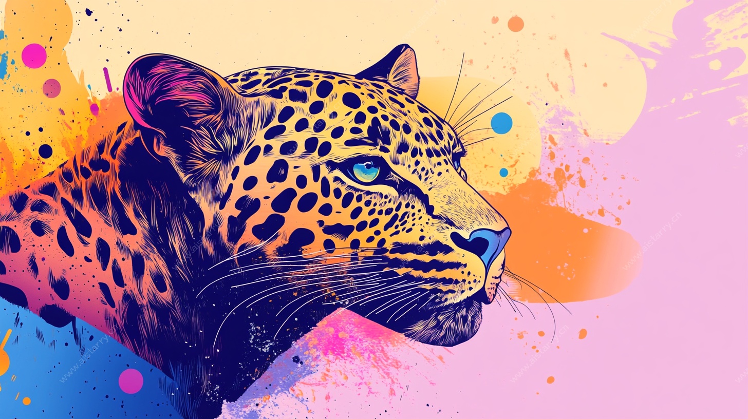 豹影斑斓 多彩艺术豹头绘