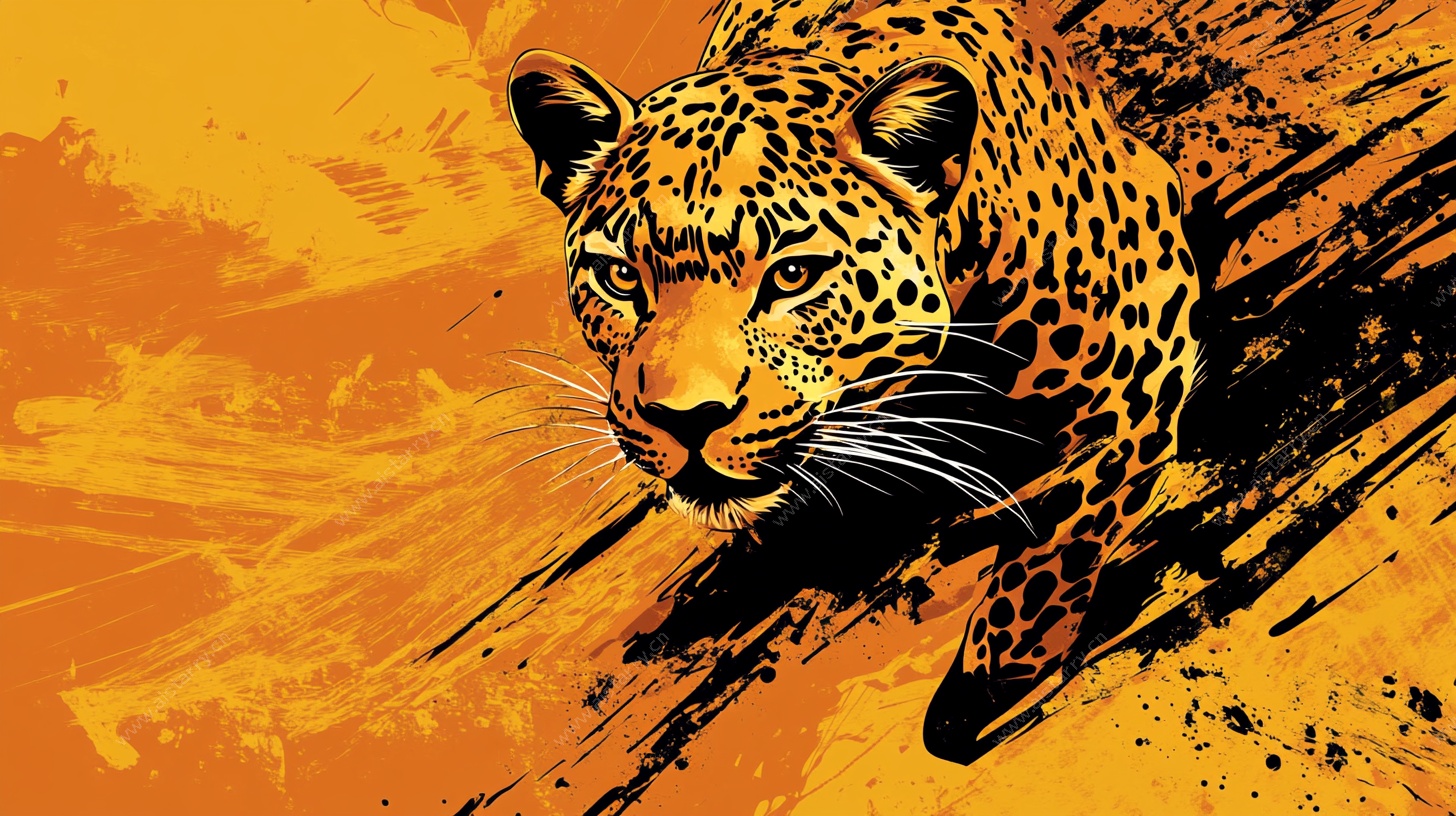 豹纹艺术风 动感猎豹插画
