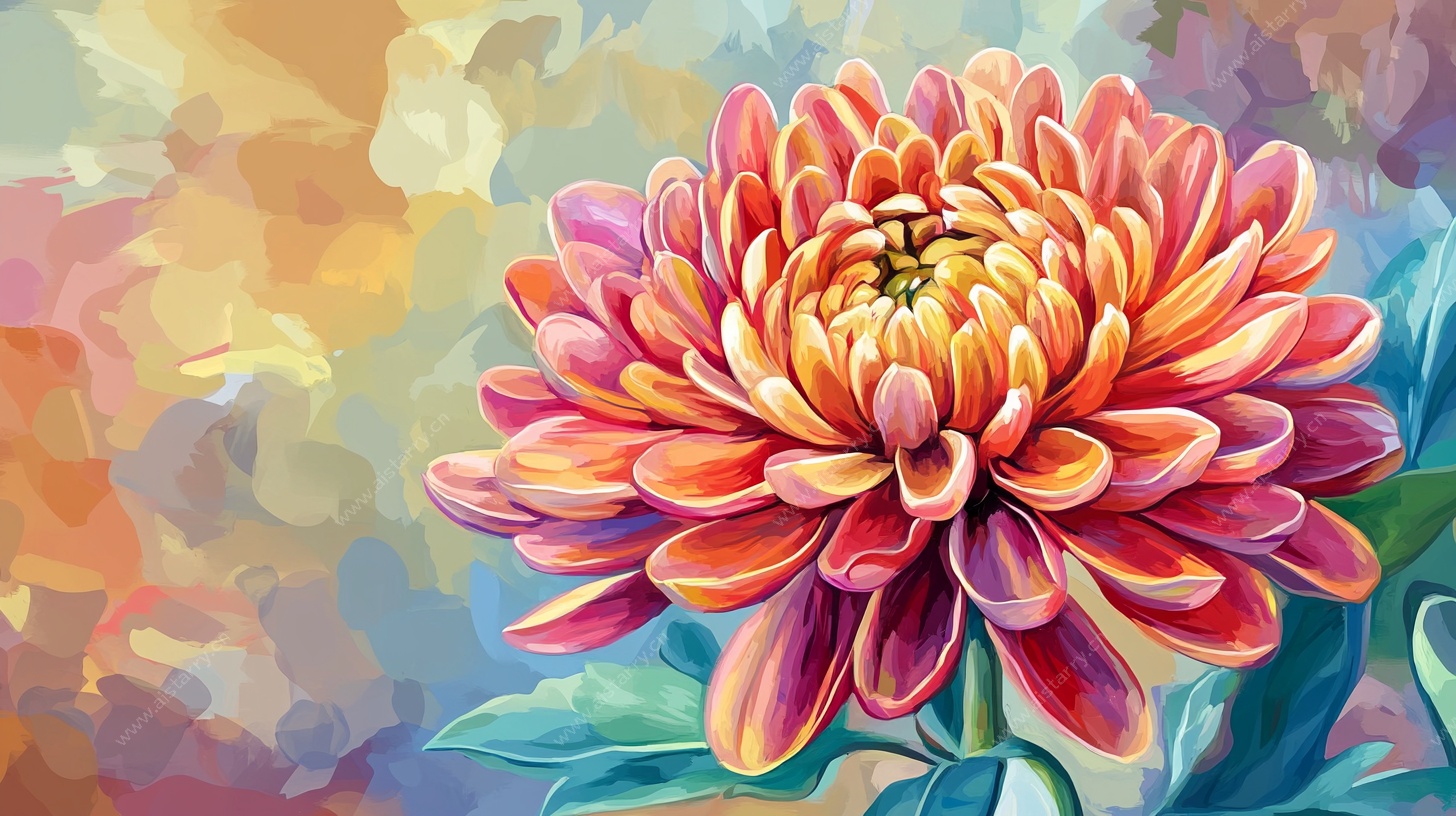绚丽多彩菊花插画