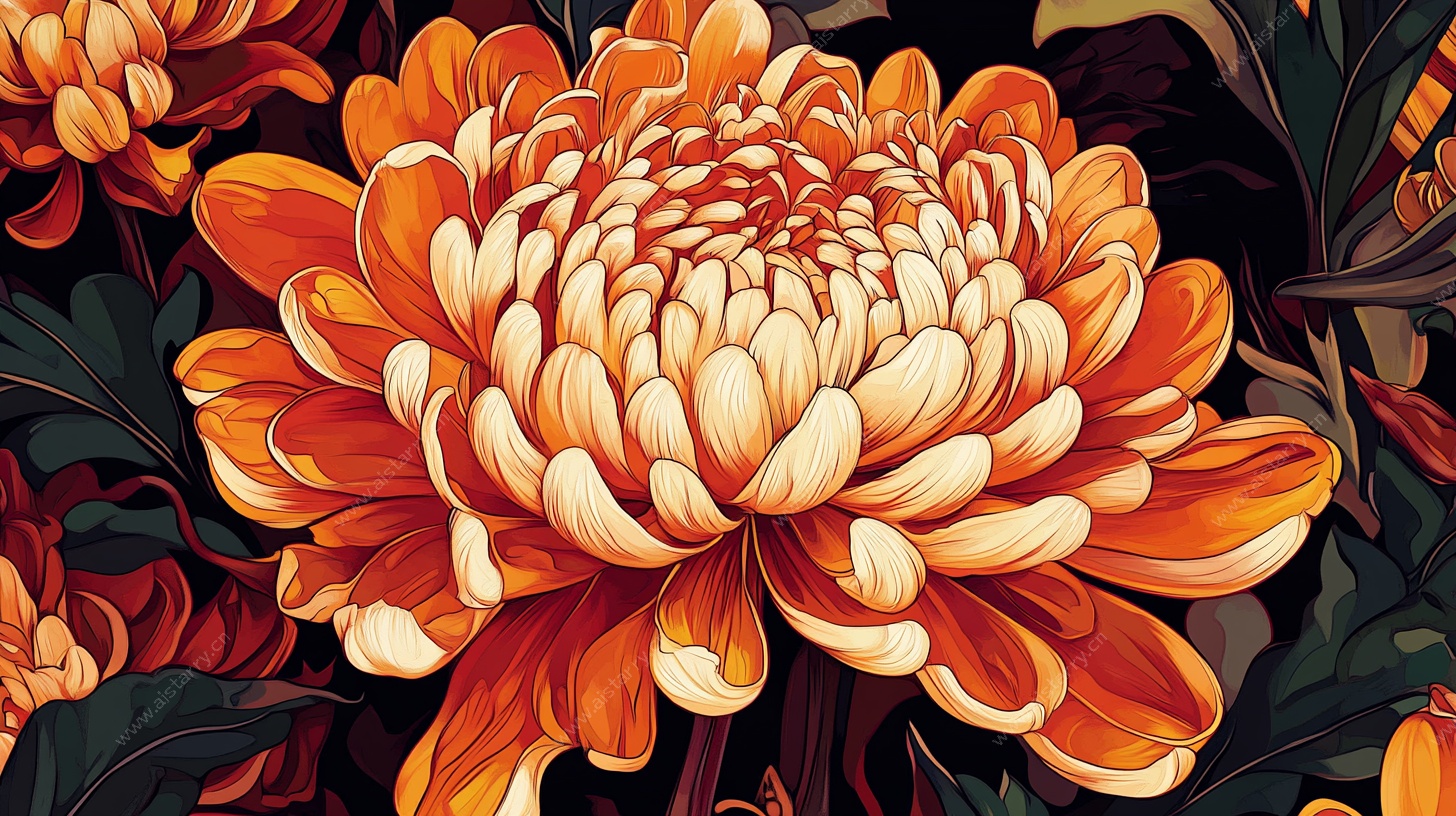 绚丽秋菊绽放图