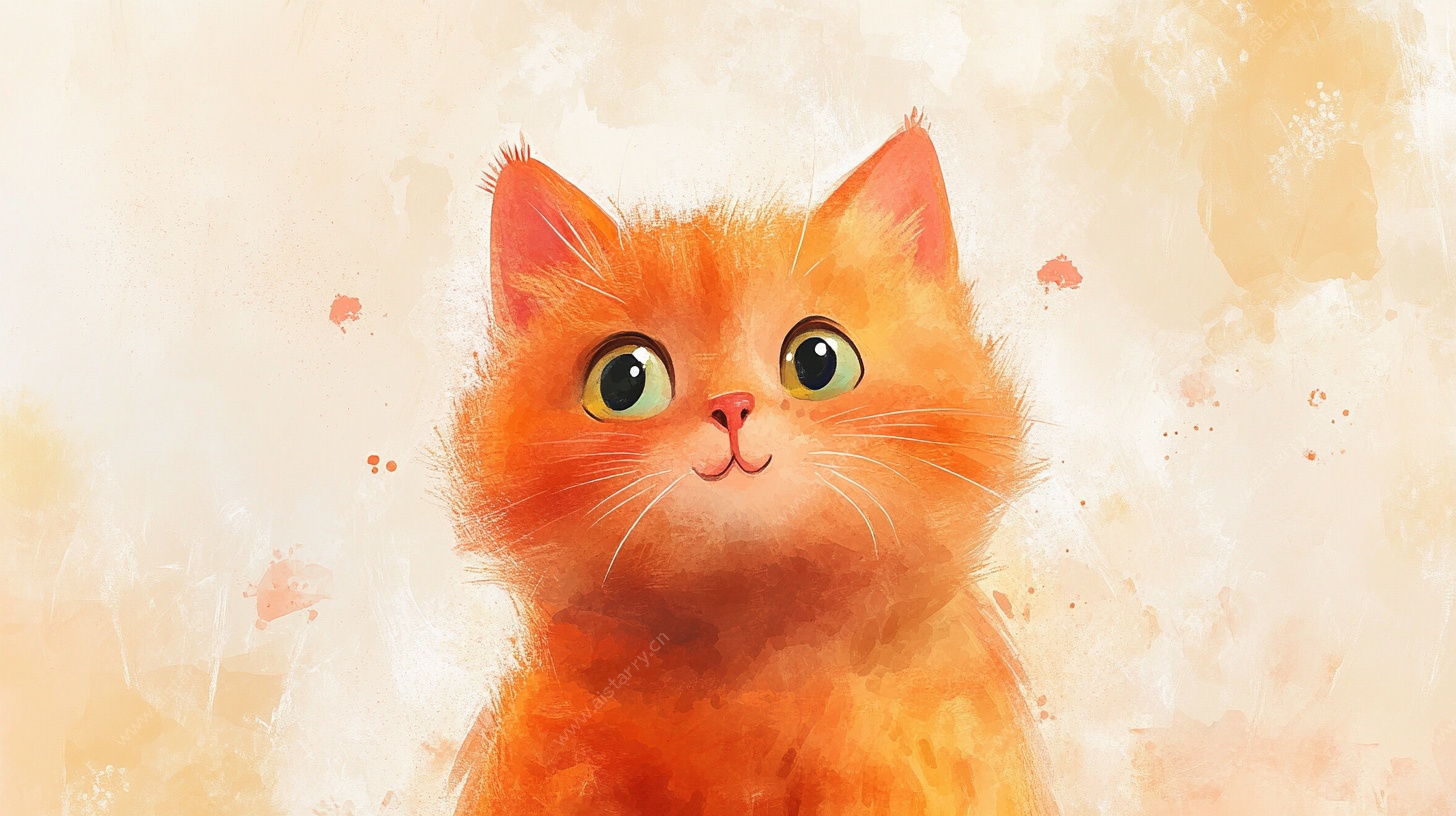 可爱橘猫水彩风头像画