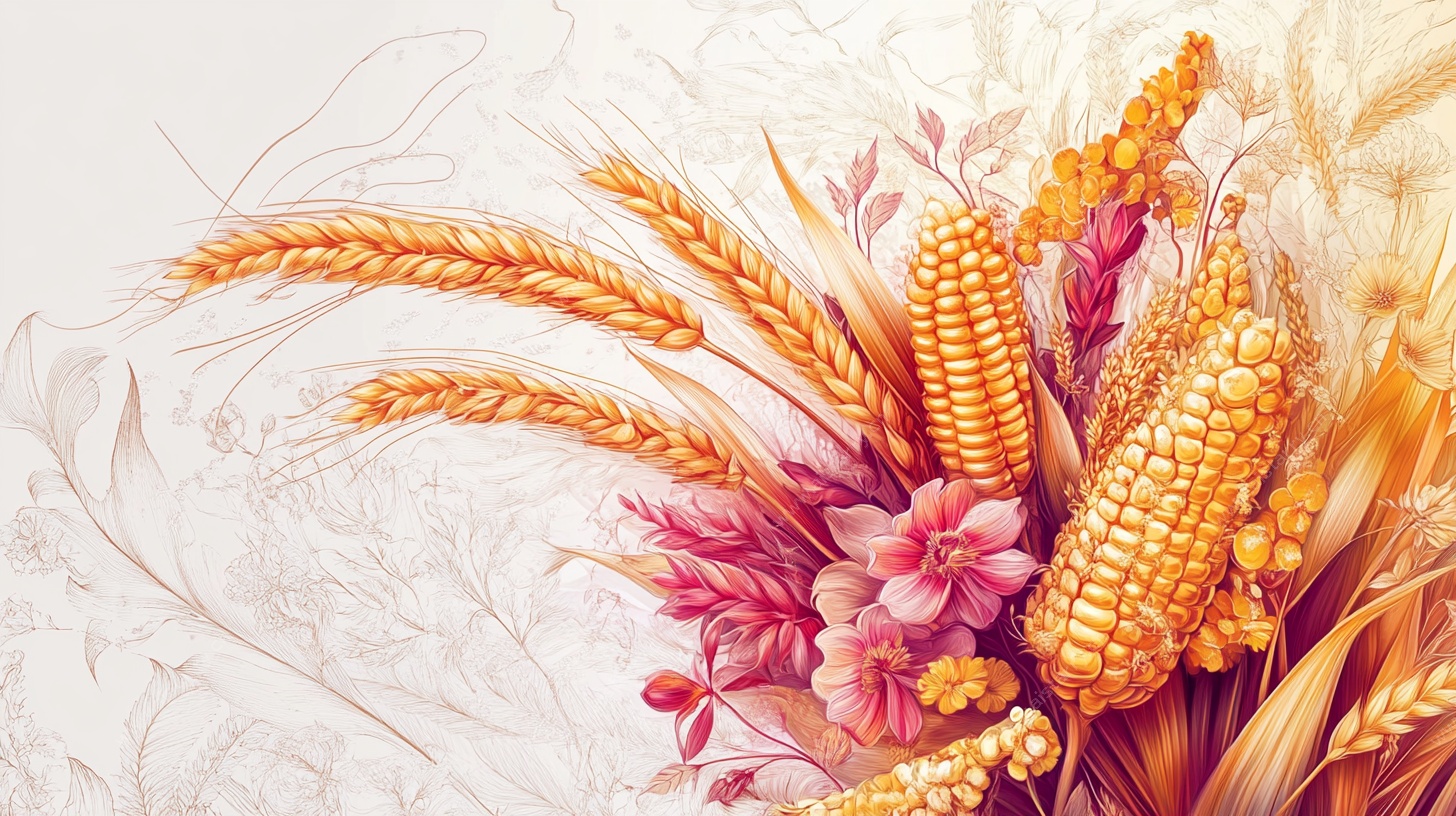 丰收花卉组合插画