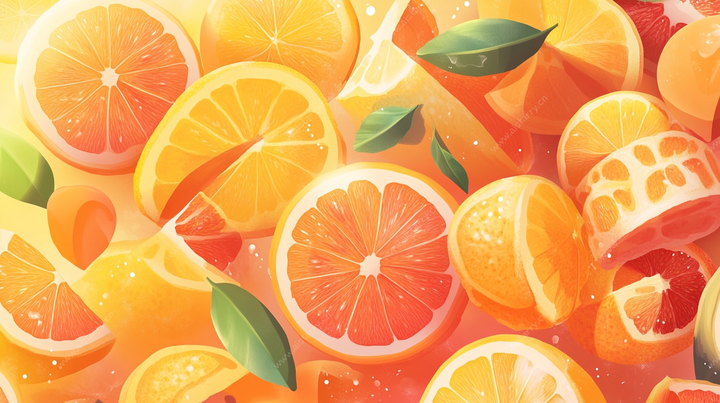 缤纷柑橘插画