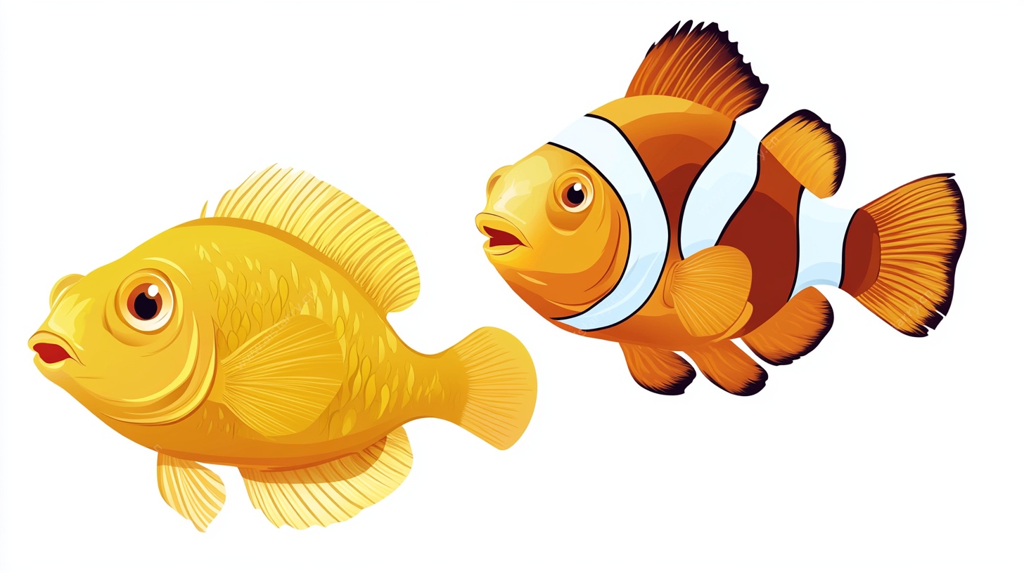 两条可爱卡通鱼