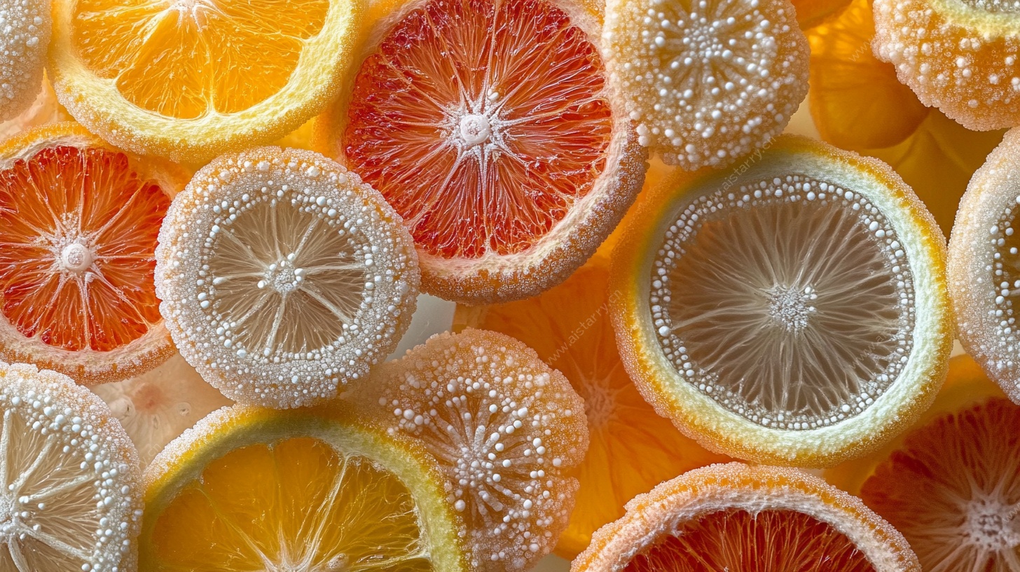 多彩柑橘切片特写