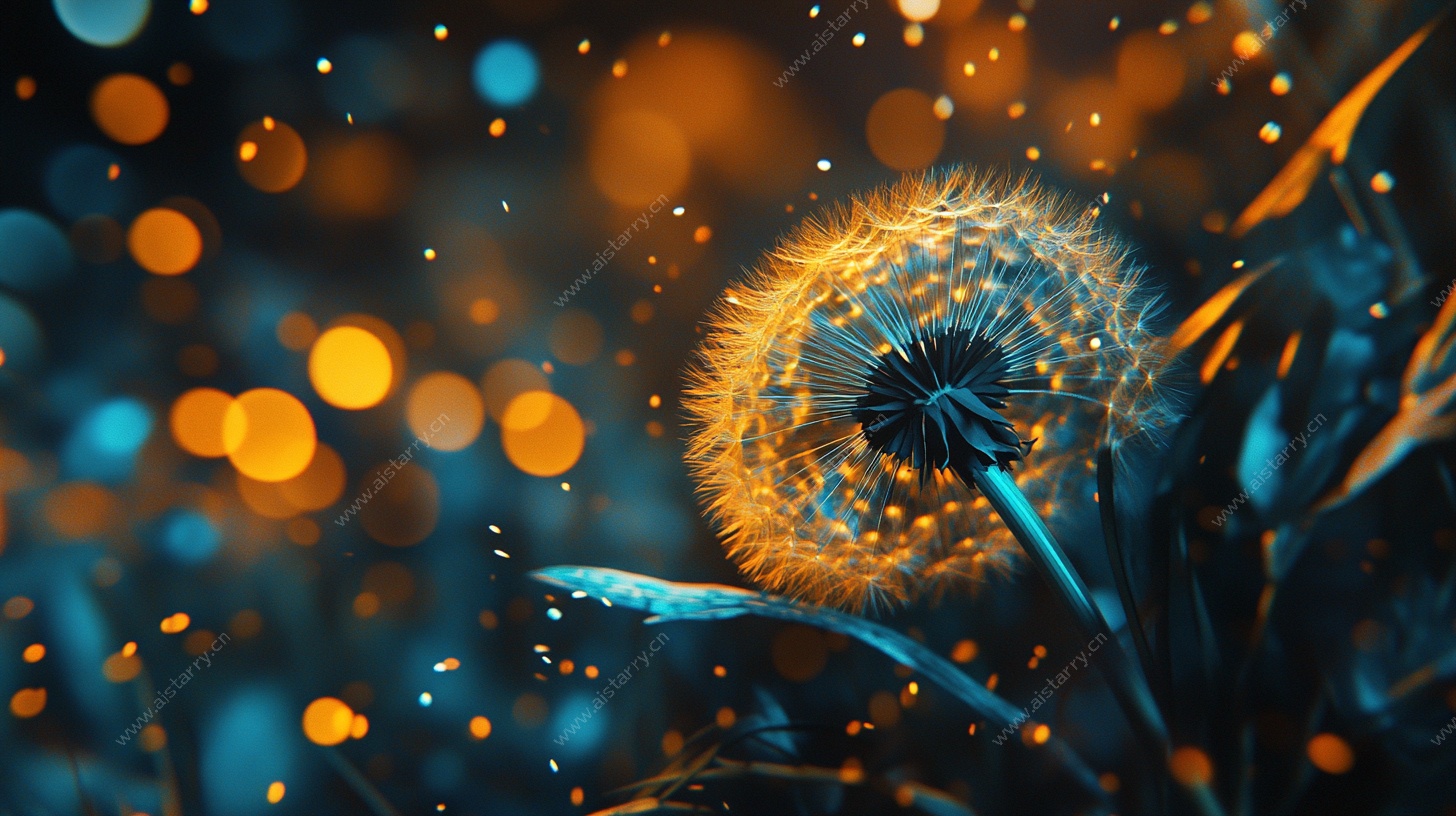 梦幻蒲公英夜之璀璨图景