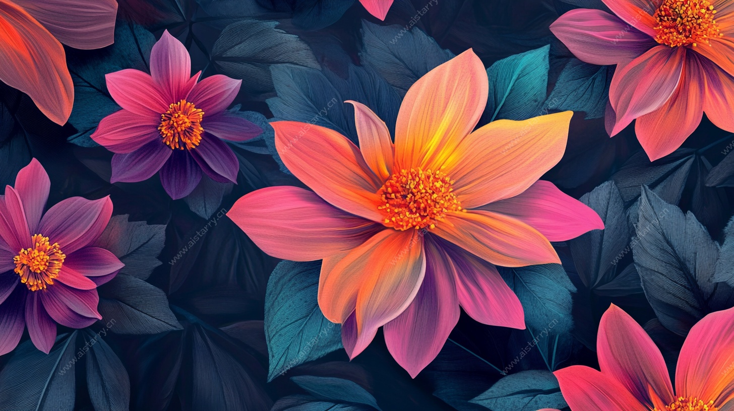 绚丽多彩花卉图案