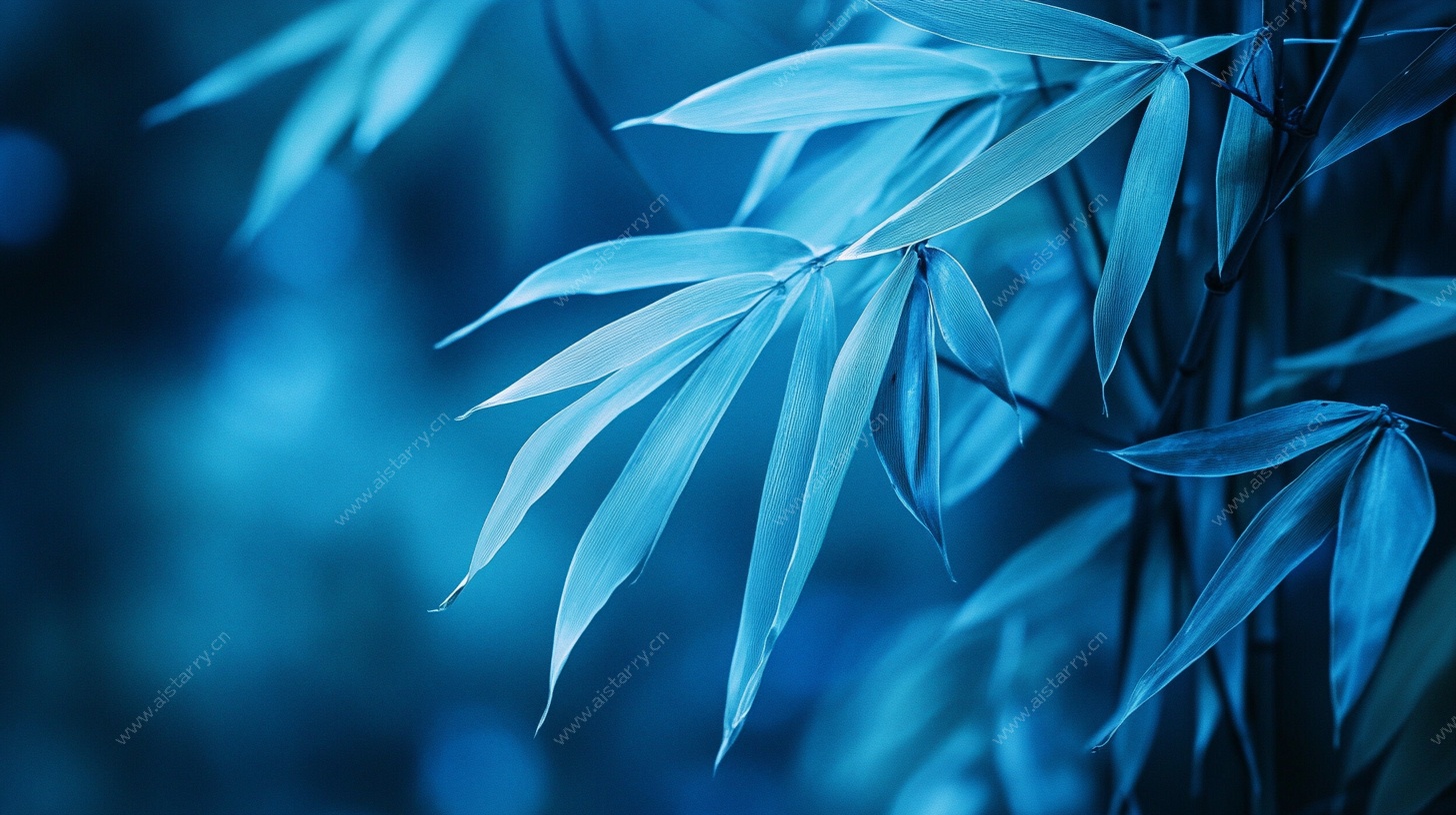 蓝调竹叶特写