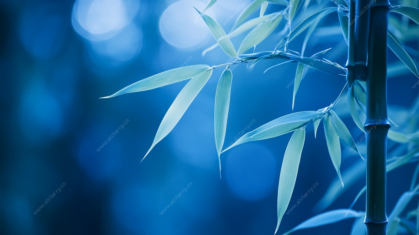 蓝调翠竹特写