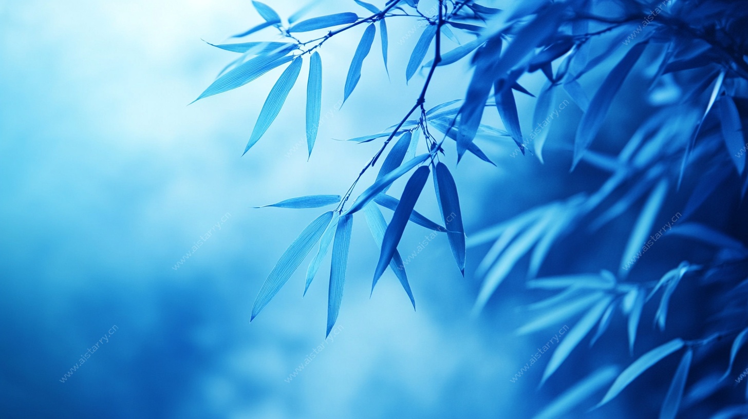 蓝调竹叶特写