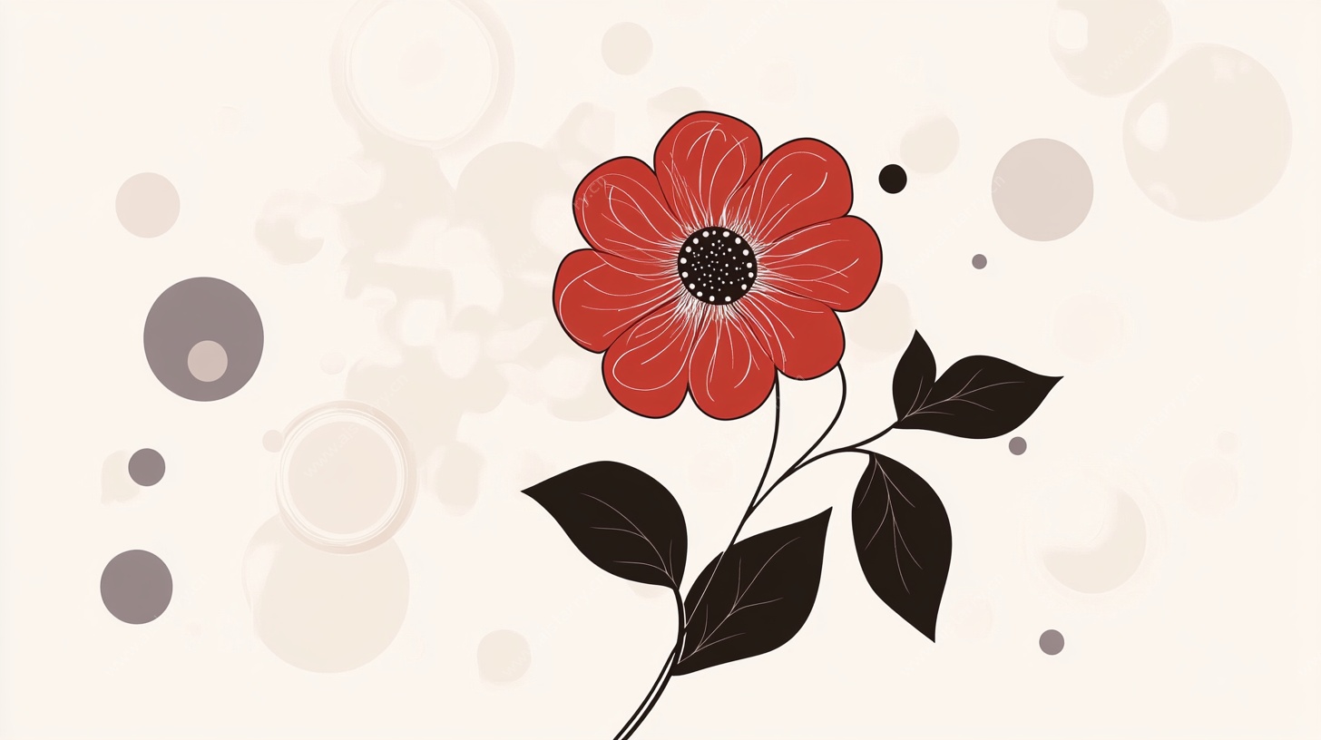 红色花朵简约装饰图案